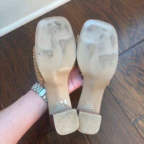 Bruno Valentini 90s Sandals Woven Sandals Mules Raffia Leather Sz 7 Tan - Picture 4 of 13